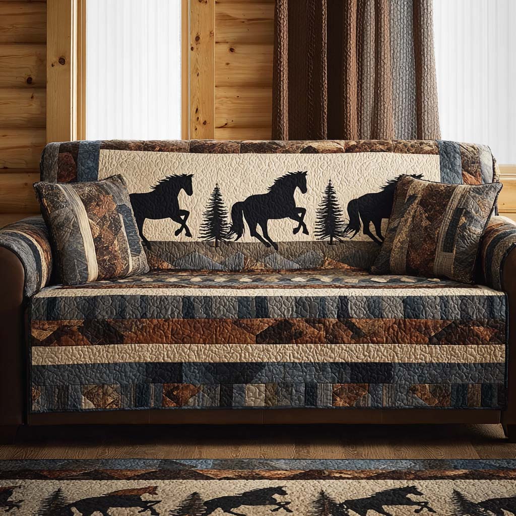 Western Pferde Silhouette II Sofaüberwurf