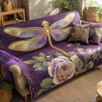 Bunte Libelle Blüten Sofaüberwurf