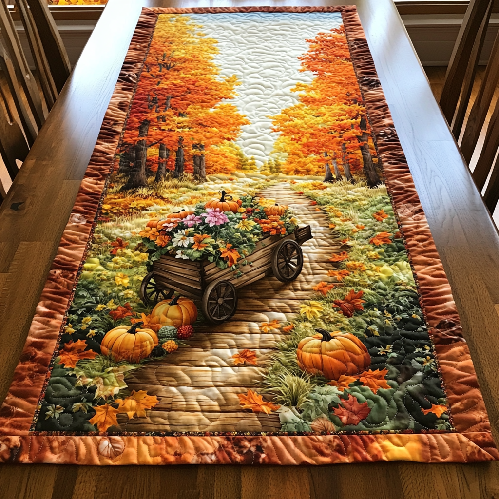 Bunte Kürbisreihe Herbst Tischläufer