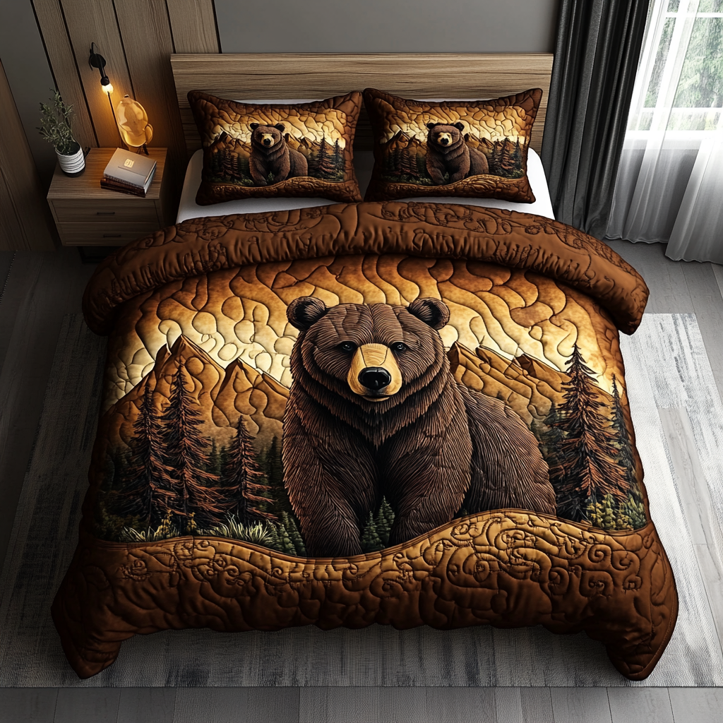 Schlafender Brauner Bär II 3-teiliges Bettwäsche-Set