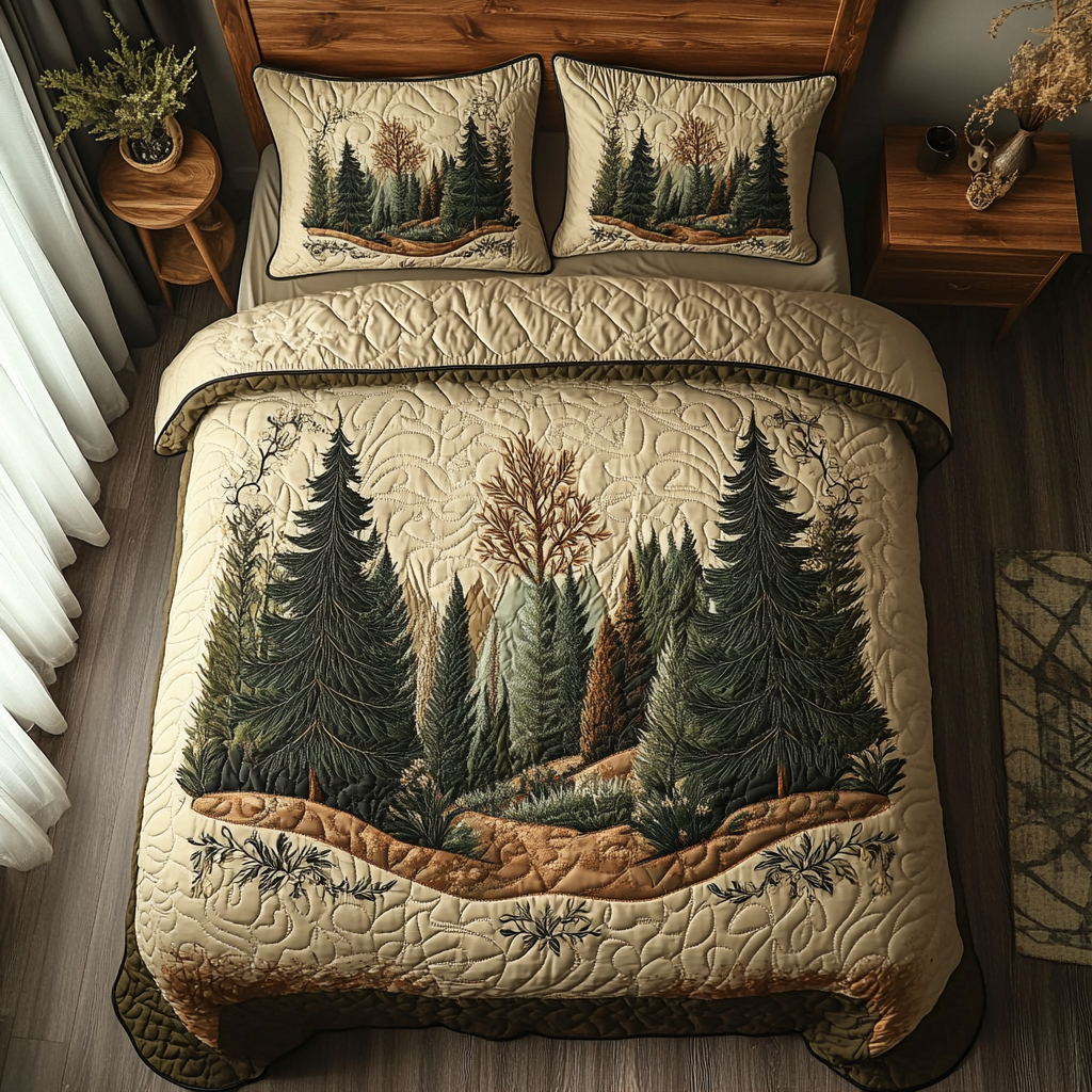 Flüsternder Tannenwald 3-teiliges Bettwäsche-Set