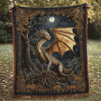 Goldener Drache Mondnacht Gewebt Sofadecke