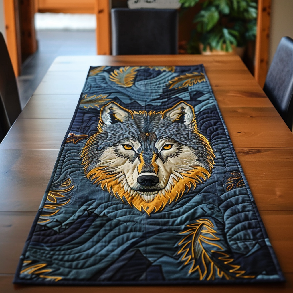 Wilder Wolf Quiltmuster Tischläufer