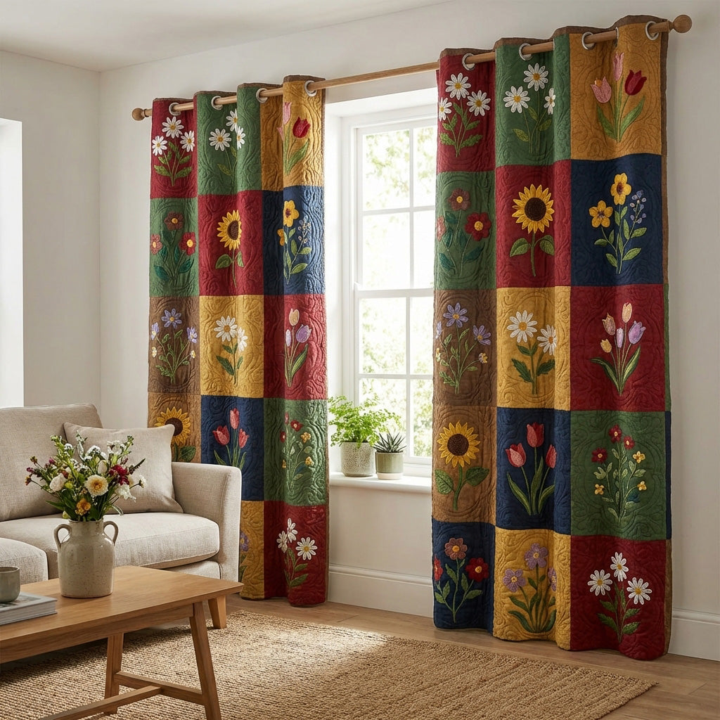 Buntes Wildblumenfeld Vorhänge