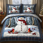 Schneemann Kardinäle Winterglühen 3-teiliges Bettwäsche-Set