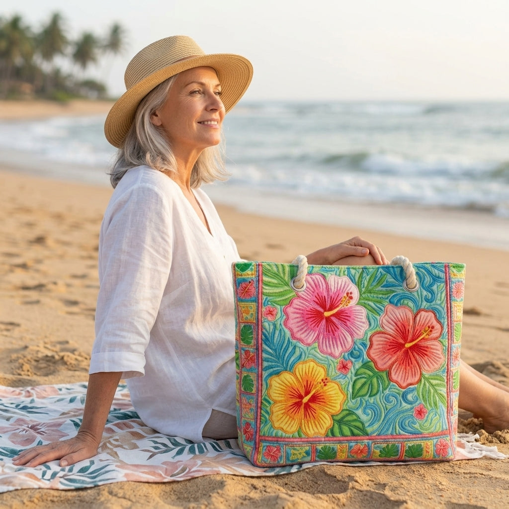 Strandtasche - Blühender Hibiskus