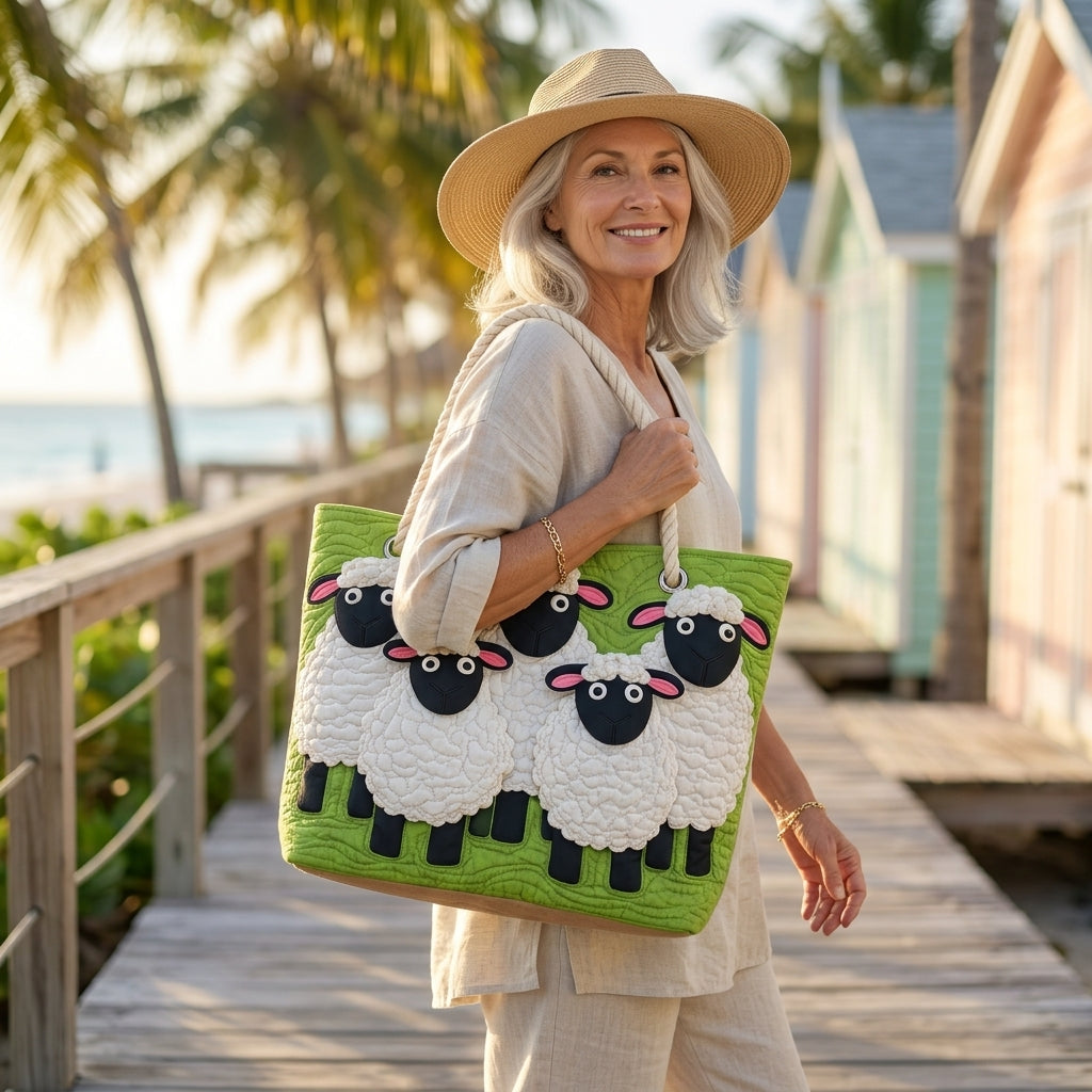 Strandtasche - Schafe auf der Wiese