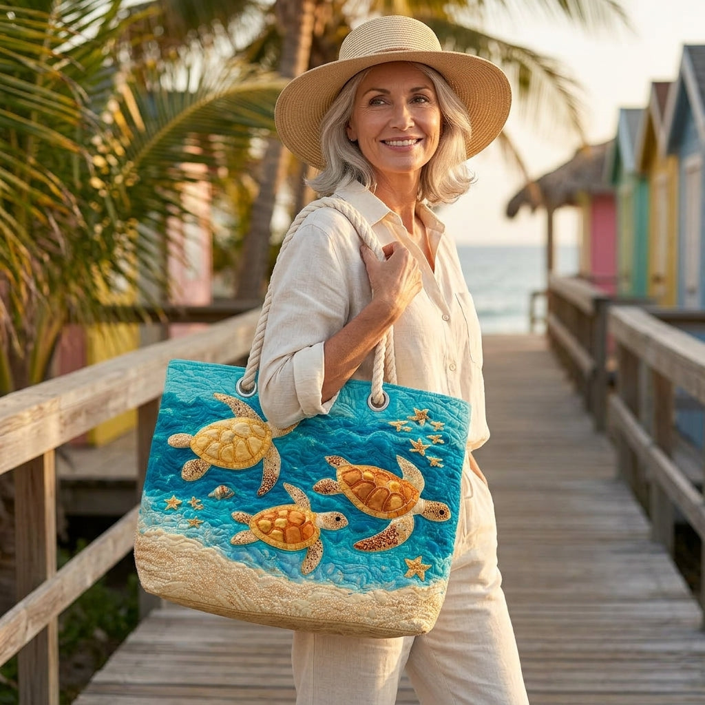 Strandtasche - Goldschildkröten im Meer