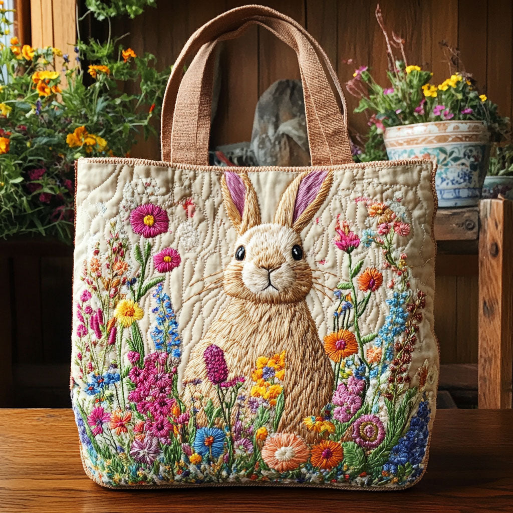 Handgemachte Tasche – Hase im Blumengarten
