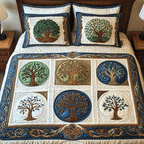 Lebensbaum Patchwork Wald 3-teiliges Bettwäsche-Set