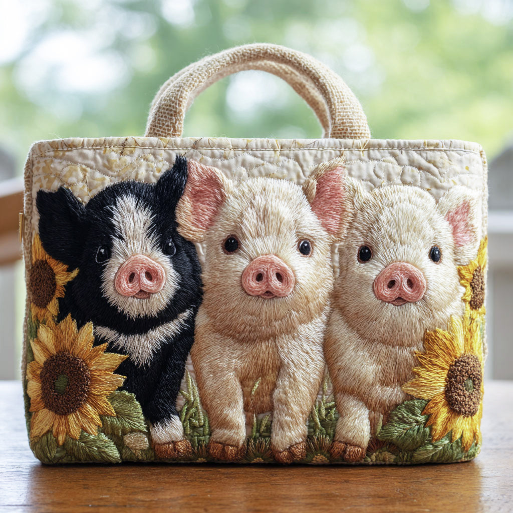 Handgemachte Tasche – Sonnenblumenschwein-Charme