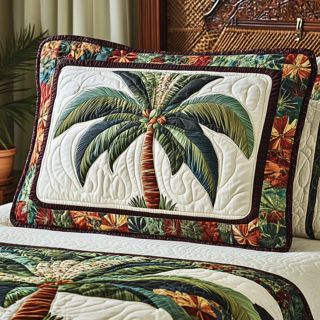 Tropische Palme Patchwork Kissenbezug