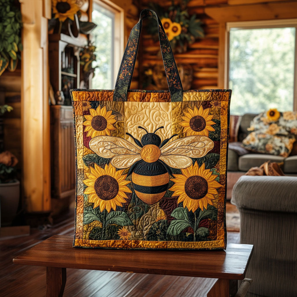 Handgemachte Tasche – Vintage Sonnenblume und Honigbiene