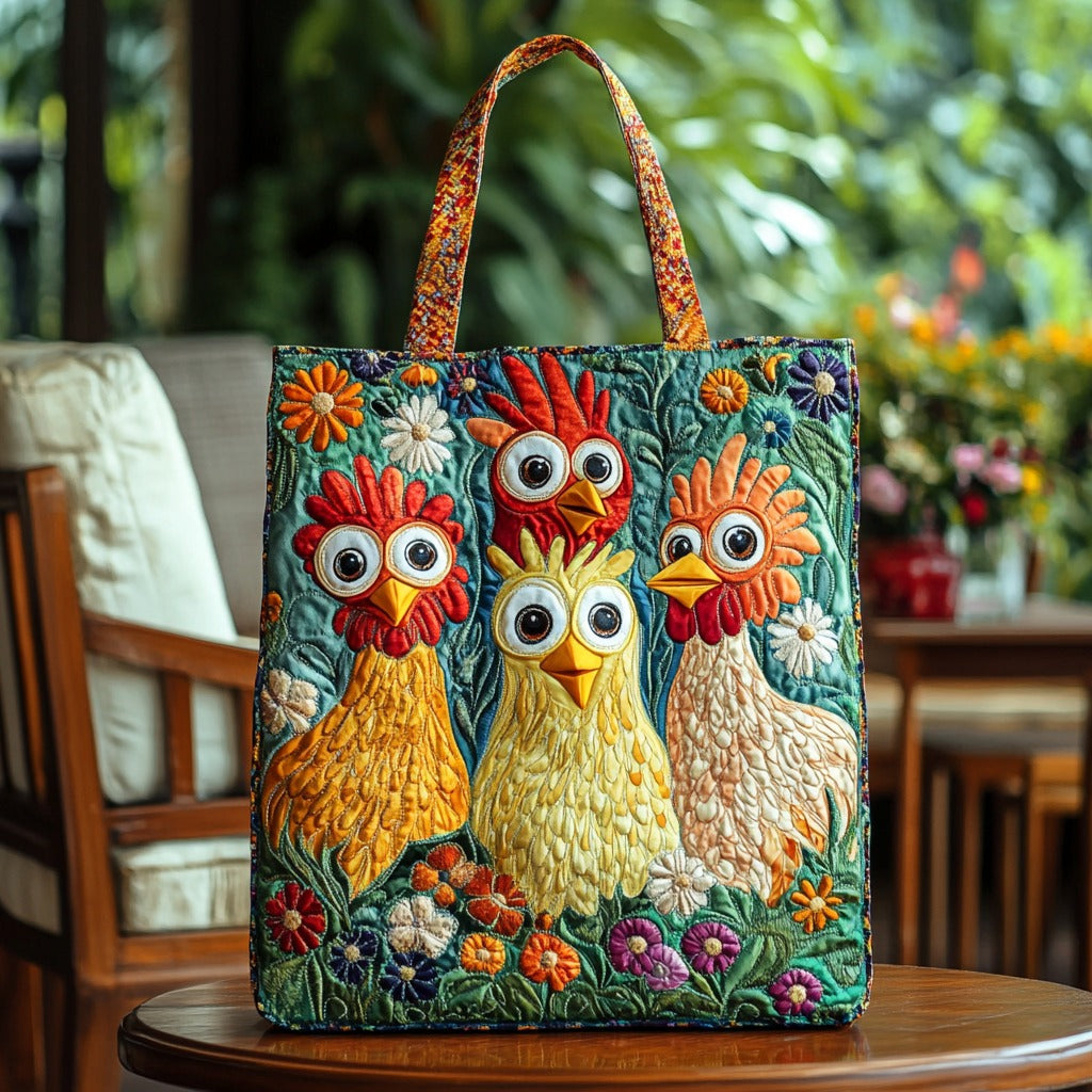 Handgemachte Tasche – Lustige Küken in Blumen