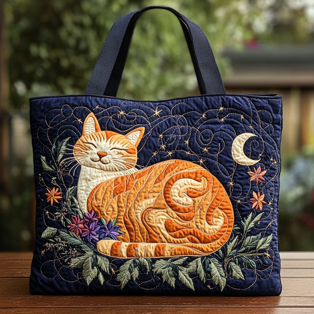 Handgemachte Tasche – Orange Katze im Mondschein