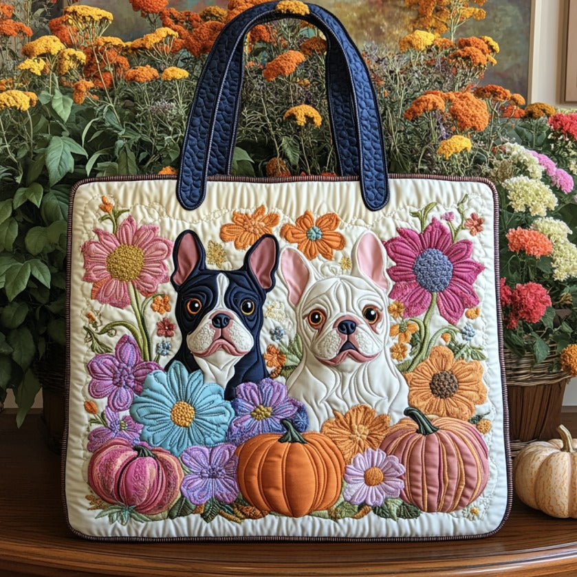 Handgemachte Tasche – Blühende französische Bulldoggen