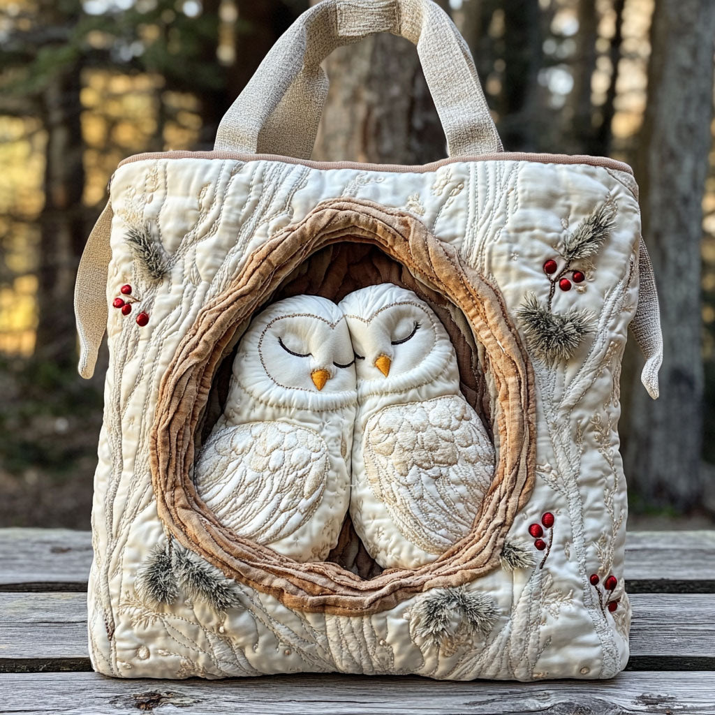 Handgemachte Tasche – Eulen im Baumstamm
