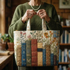 Handgemachte Tasche – Bücher und Blumen