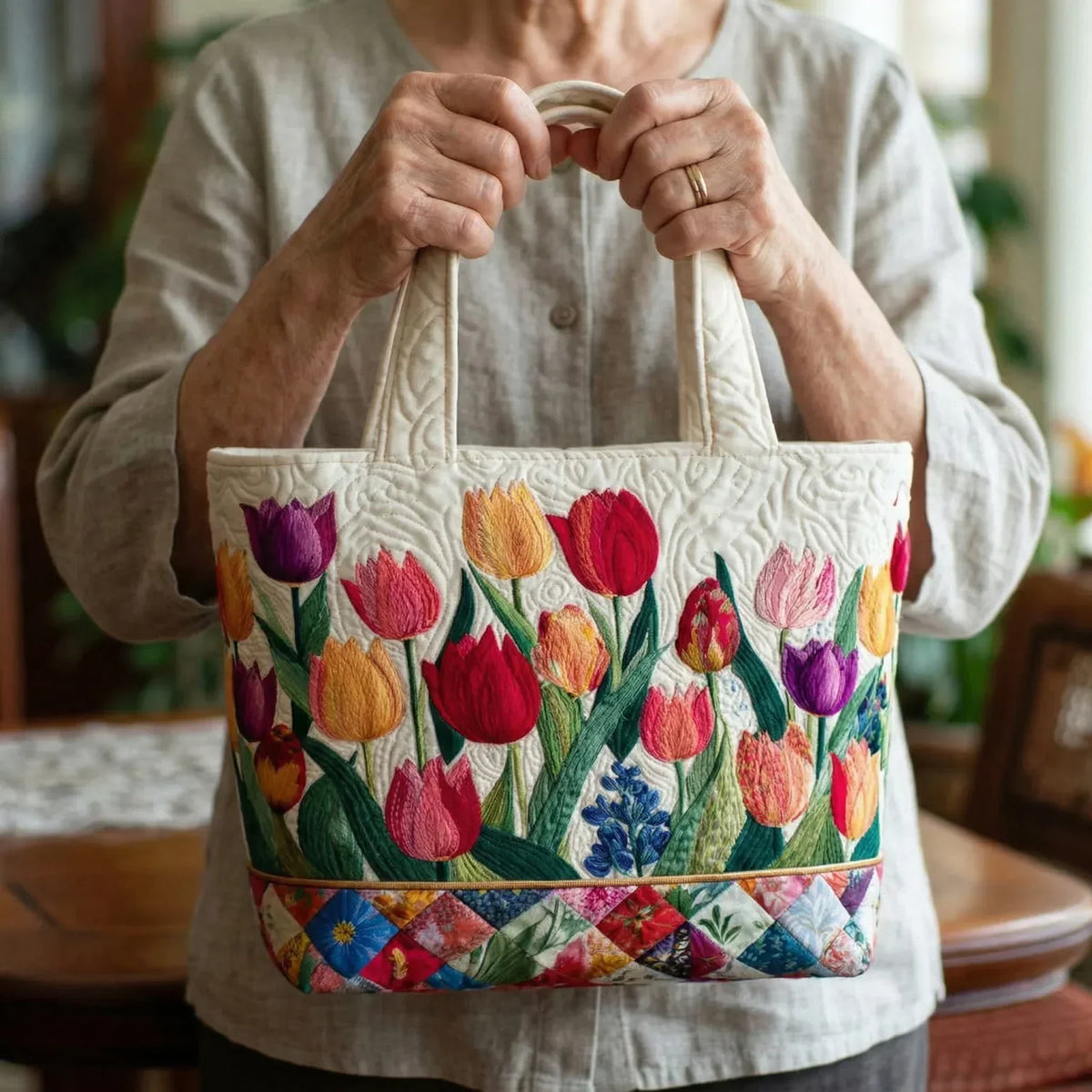 Handgemachte Tasche – Tulpengarten