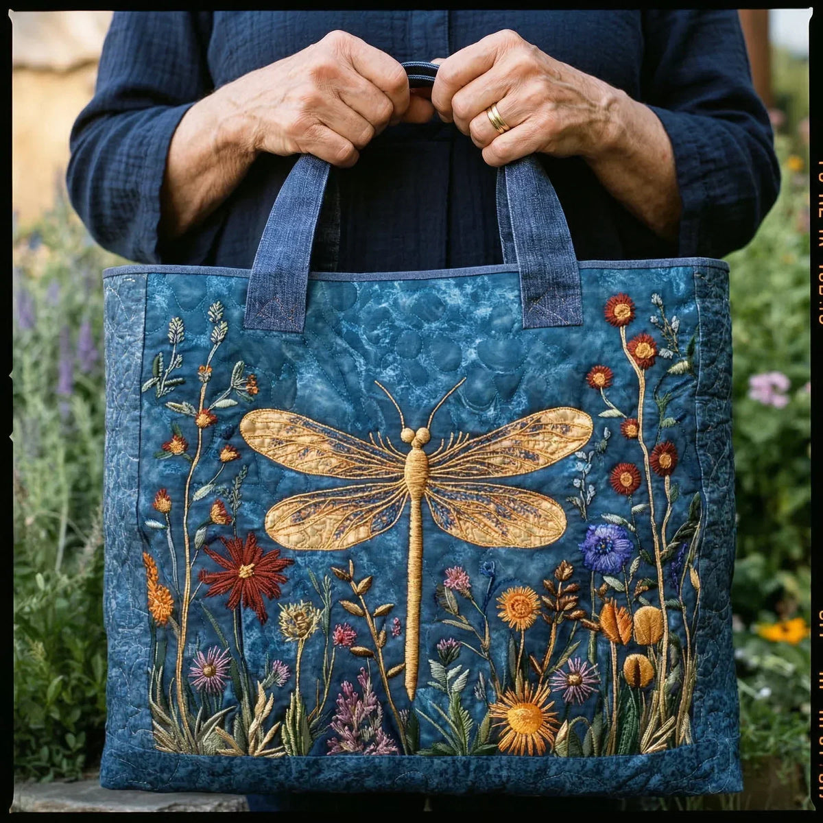 Handgemachte Tasche – Goldene Libelle