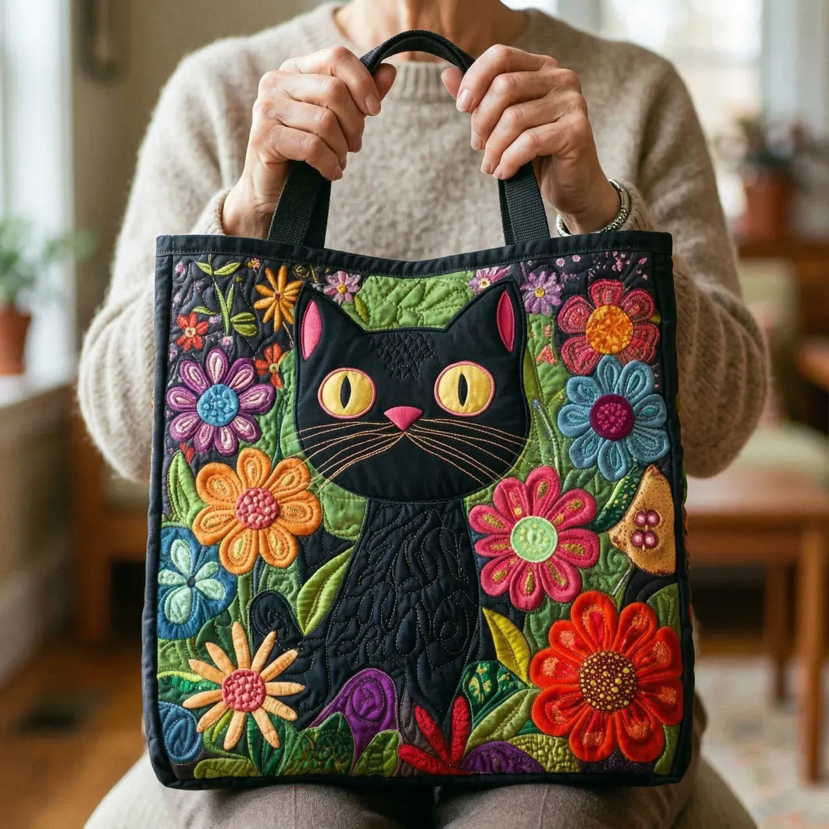 Handgemachte Tasche – Verzauberte schwarze Katze