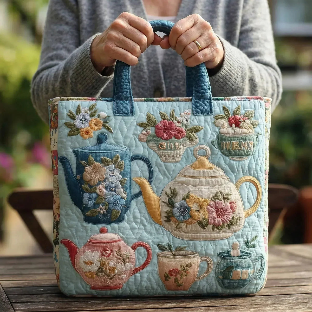 Handgemachte Tasche – Blumendruck