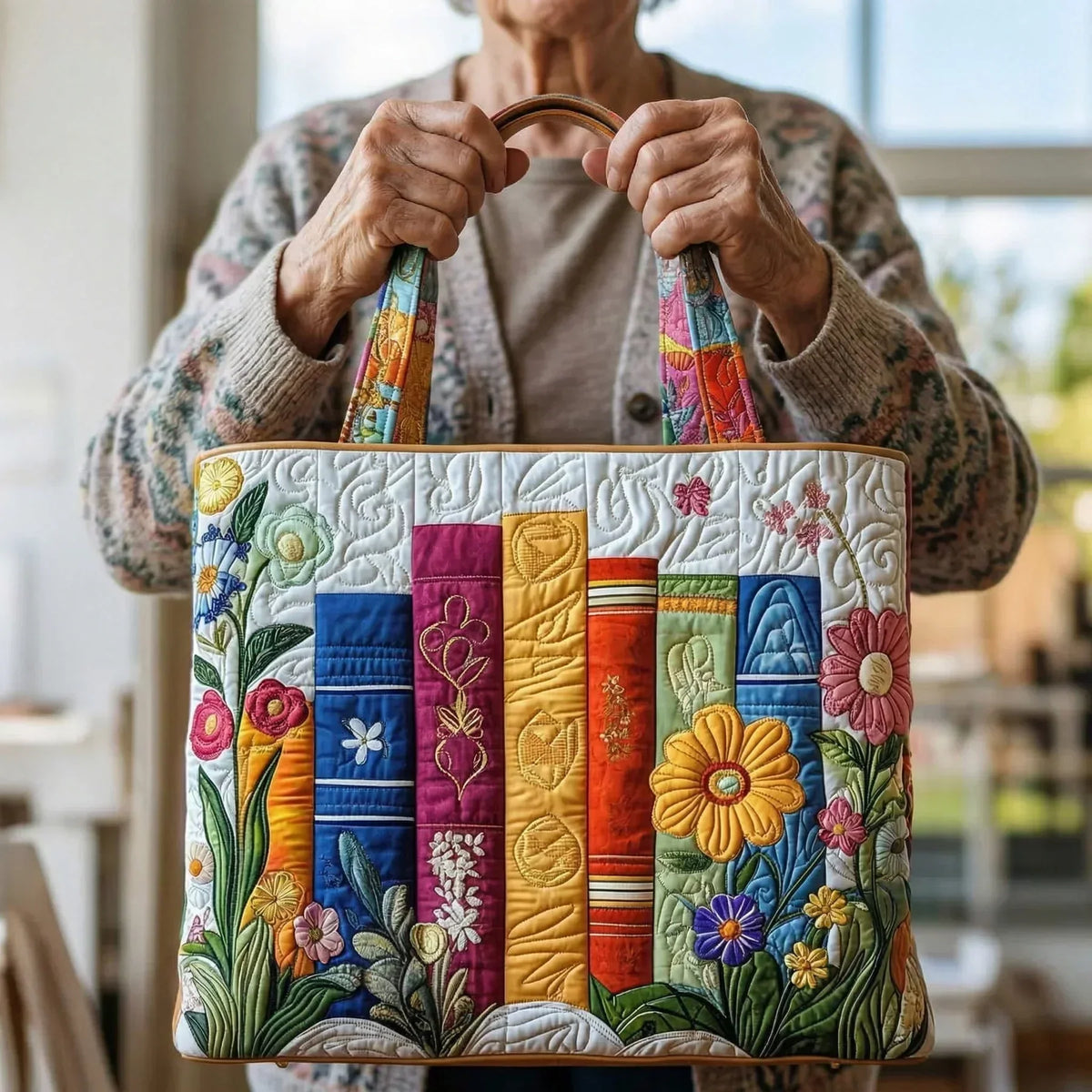 Handgemachte Tasche – Geblümt Bibliothek