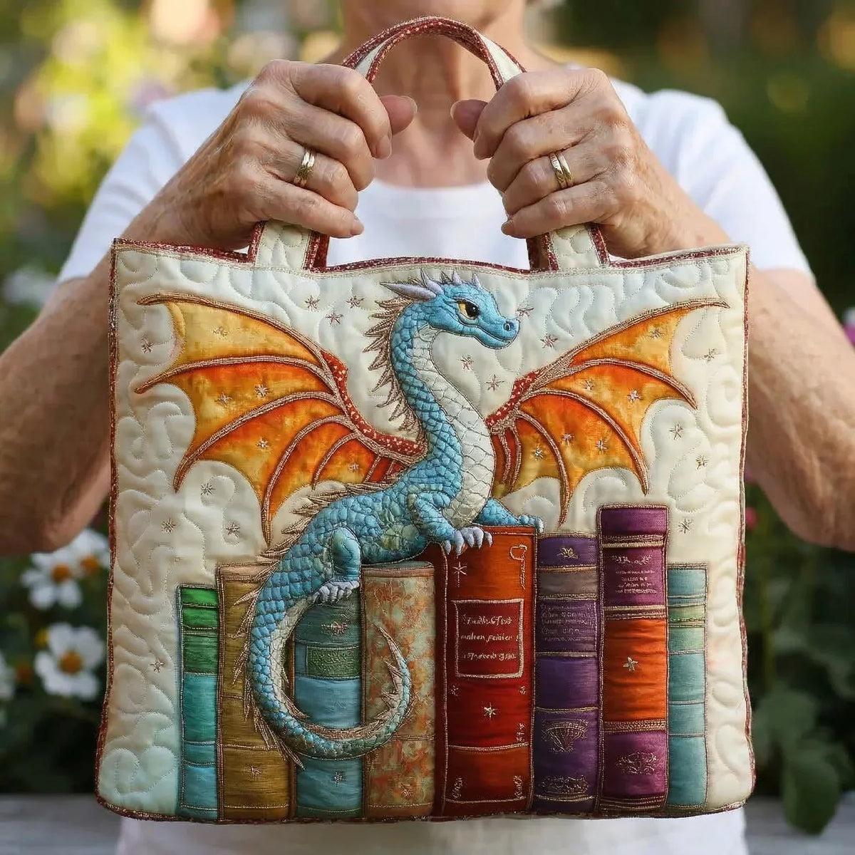 Handgemachte Tasche – Smaragddrache, Bücherwächter